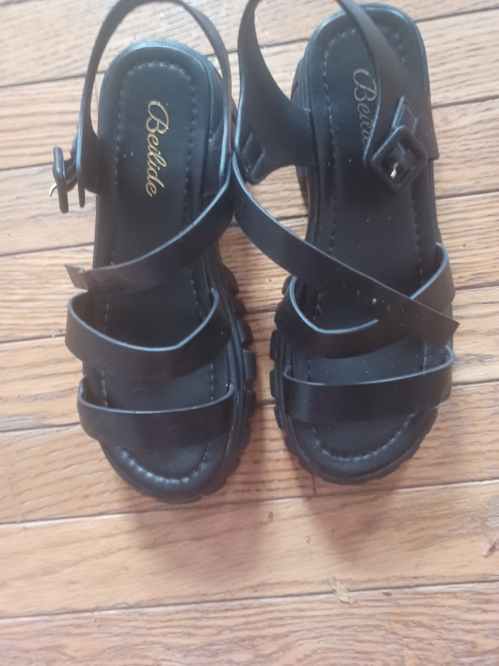 Black Strappy Womens Sandals